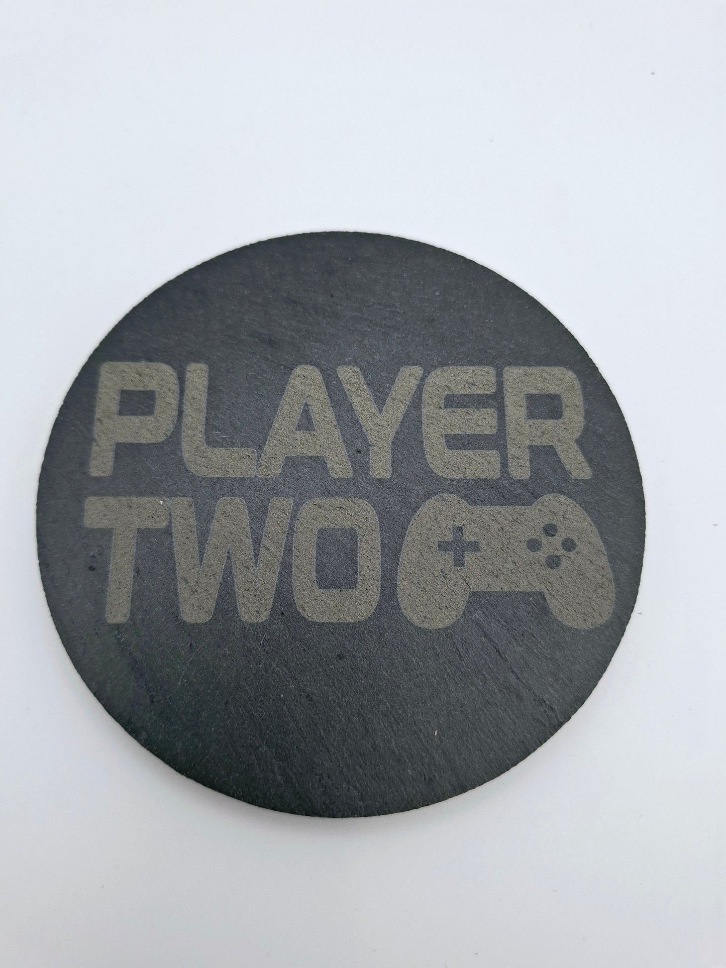 Player One/ Player Two Engraved Slate Coaster
