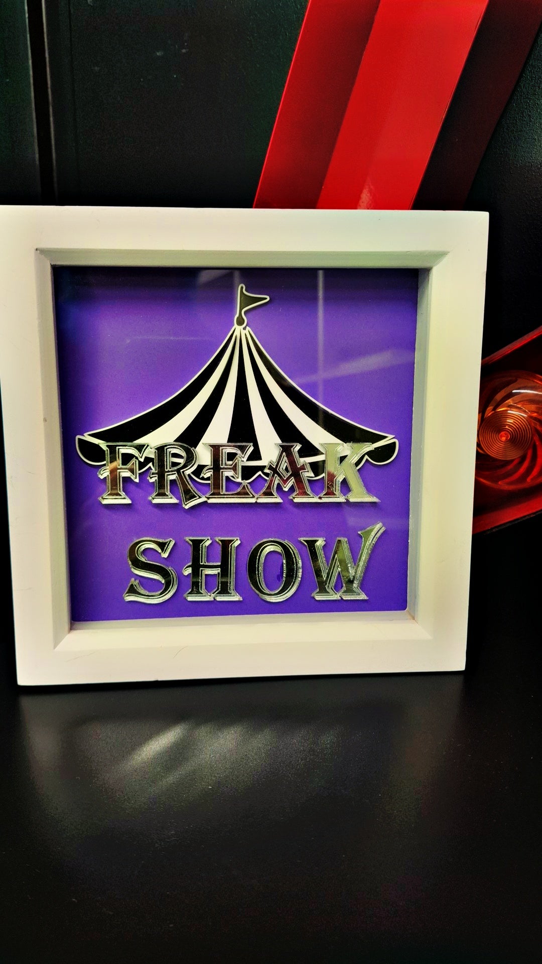 Handmade “Freak Show” Acrylic & Wood Framed Art – 19 x 19 cm – Designed & Made by QK