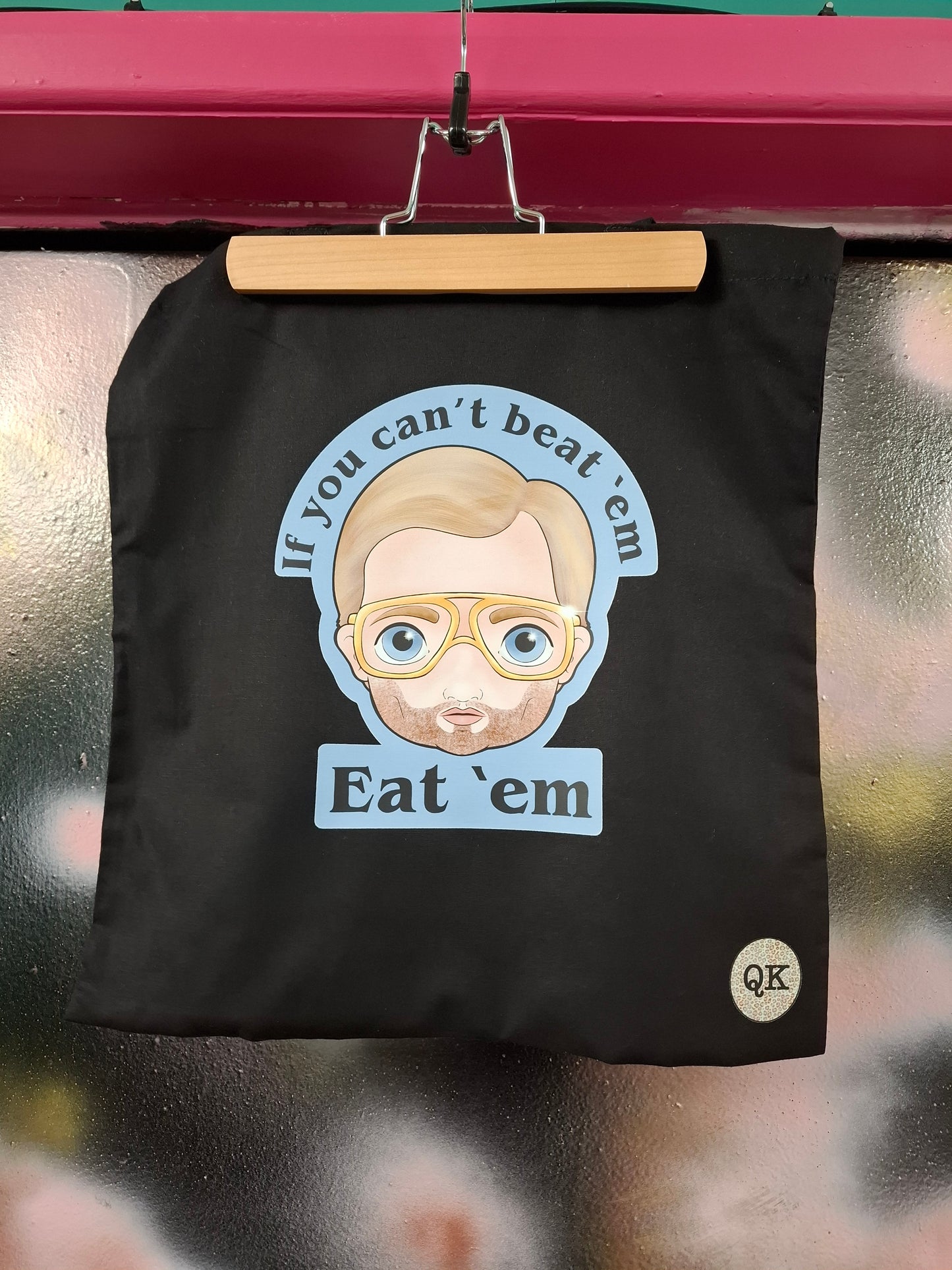 'Jeff' Black Cotton Tote Bag