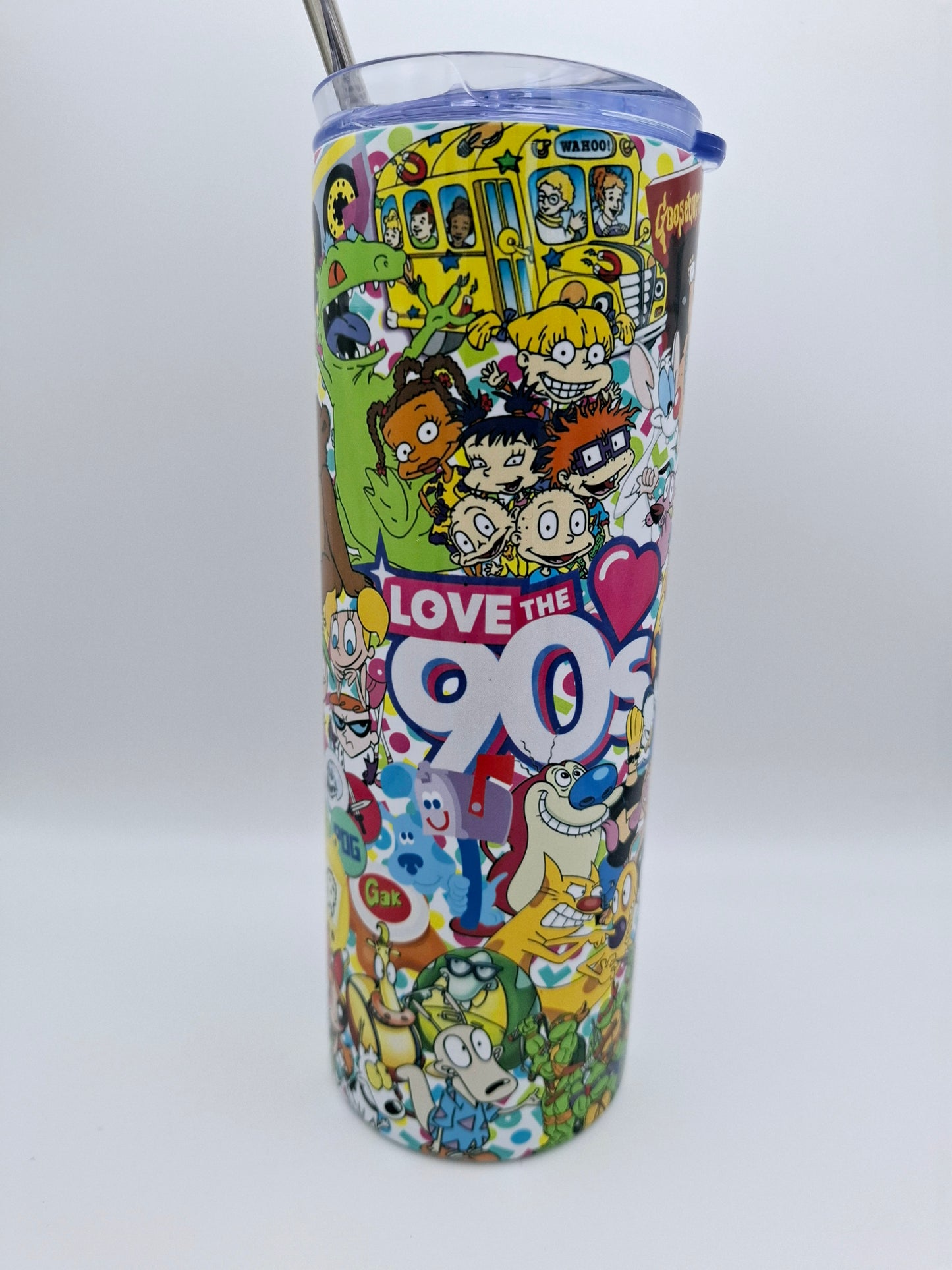 90s Theme 20oz Metal Tumbler with Straw