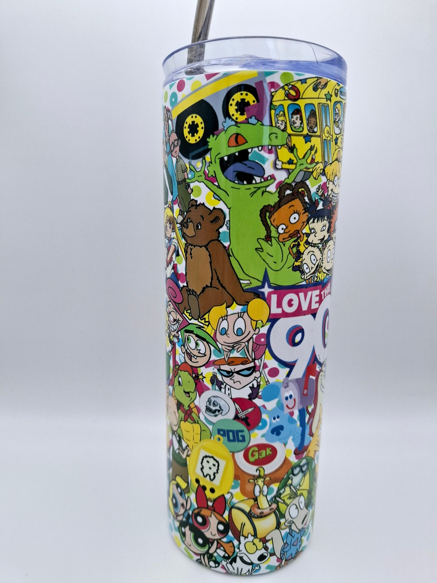 90s Theme 20oz Metal Tumbler with Straw