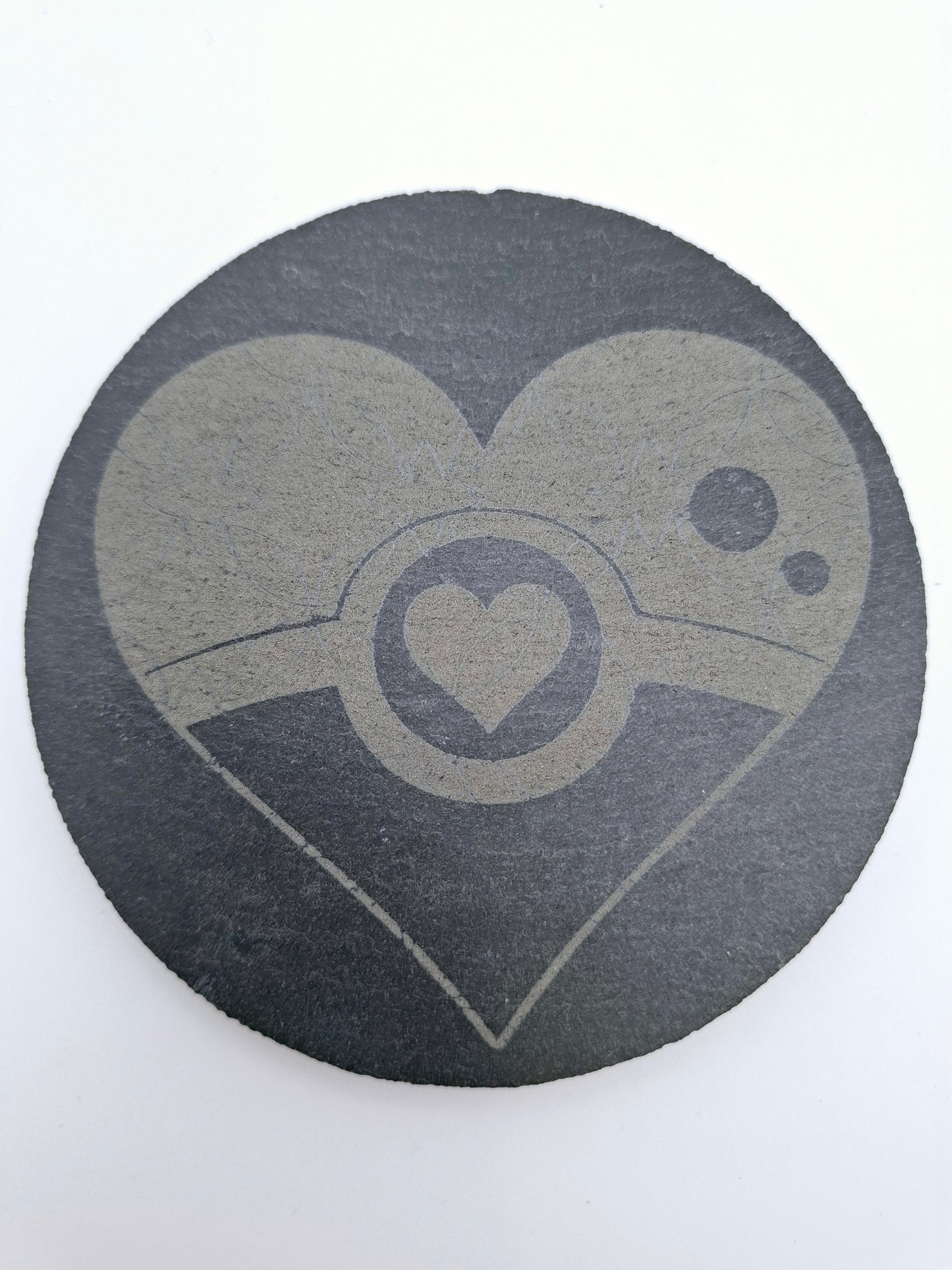 PokeHeart Engraved Slate Coaster