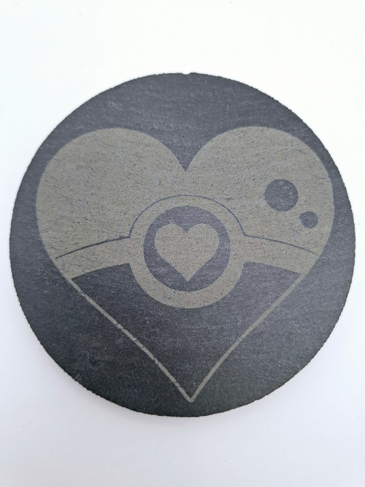 PokeHeart Engraved Slate Coaster