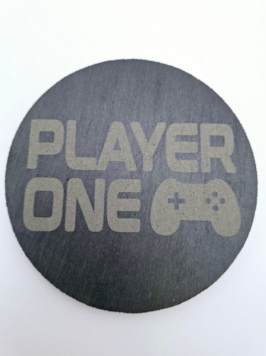 Player One/ Player Two Engraved Slate Coaster