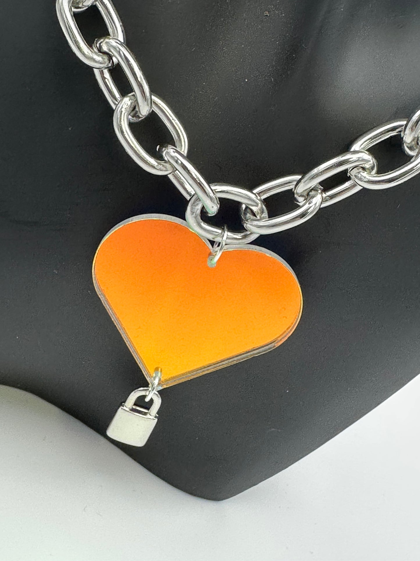 Heart and Padlock Iridescent Necklace