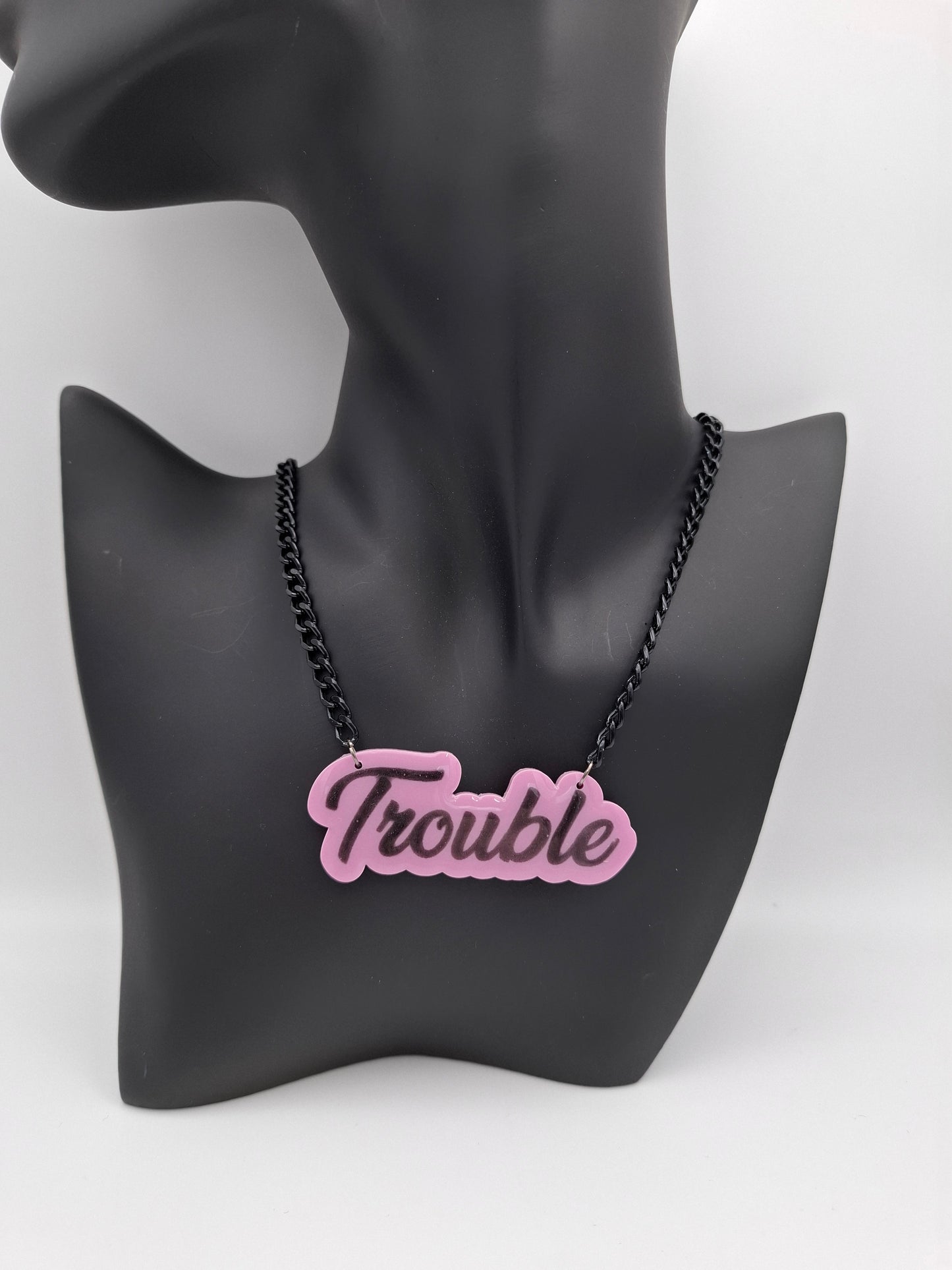 Pink/ Black Trouble Necklace