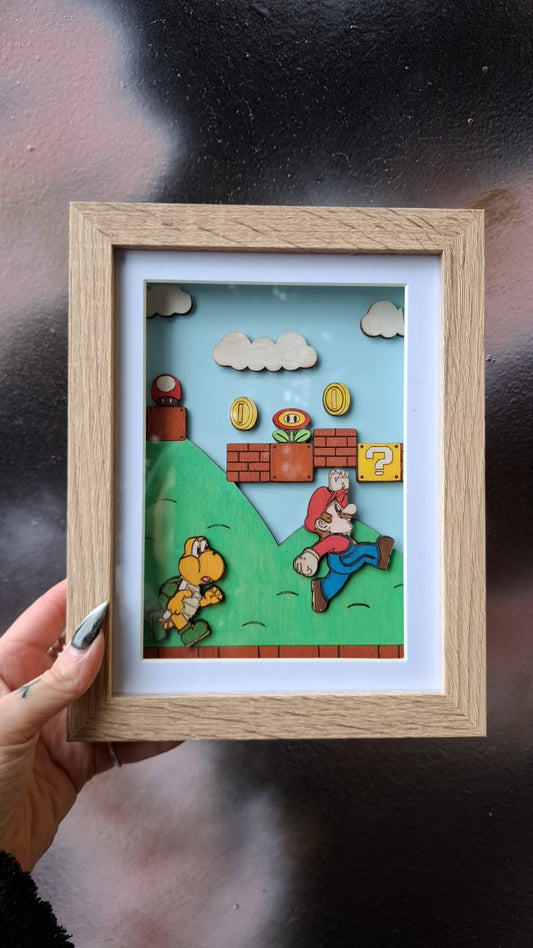 Mario Time 3D Frame – Handcrafted Nintendo Gift