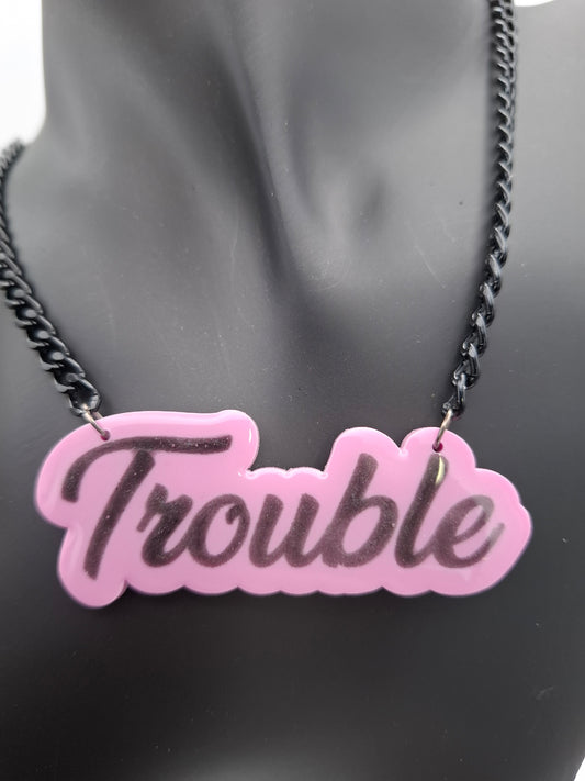 Pink/ Black Trouble Necklace