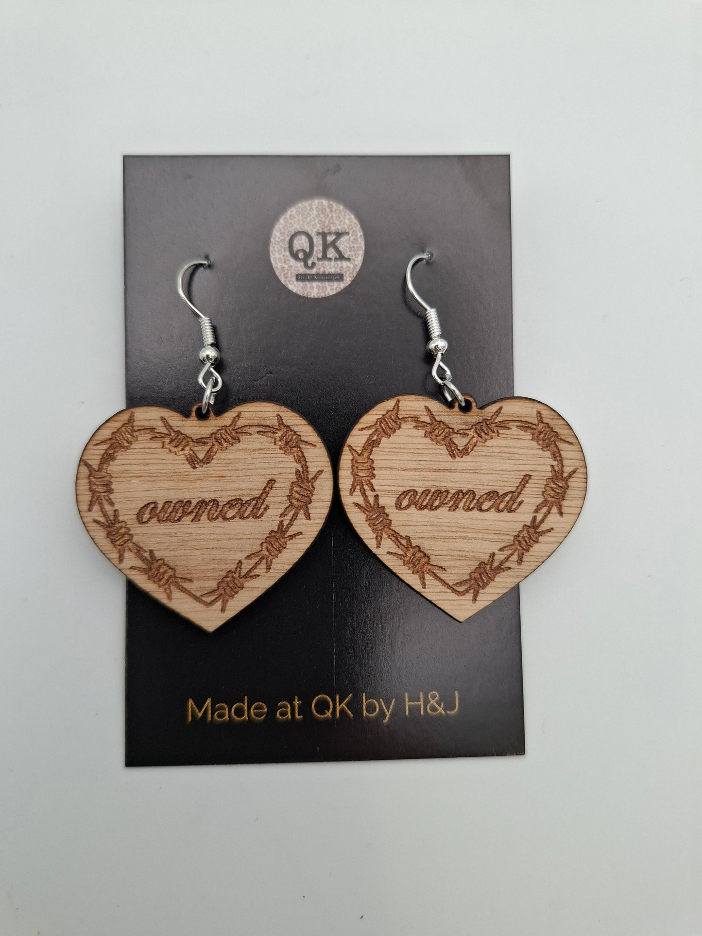 Barbed Heart Wooden Earrings