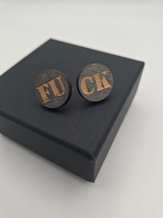 FU Stud Earring Black