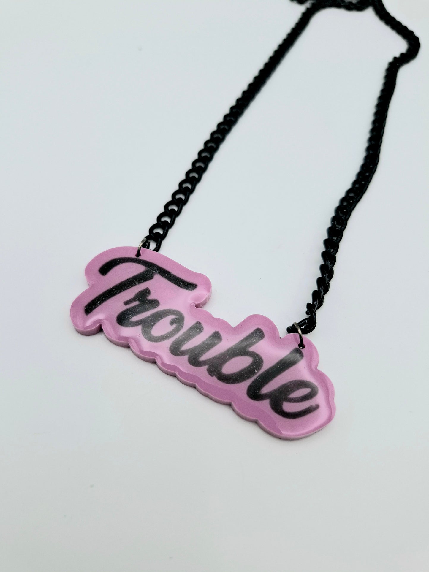 Pink/ Black Trouble Necklace