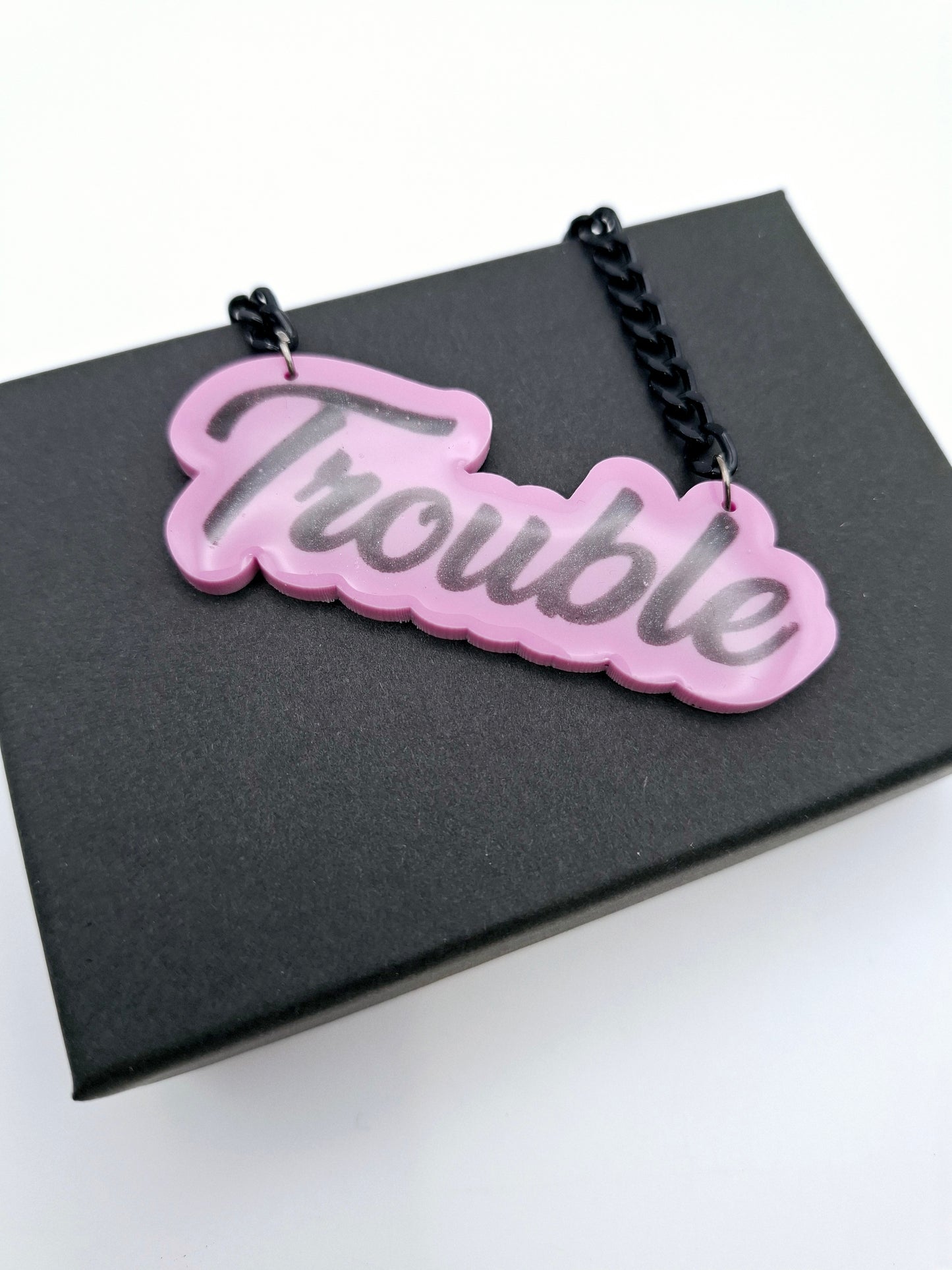 Pink/ Black Trouble Necklace