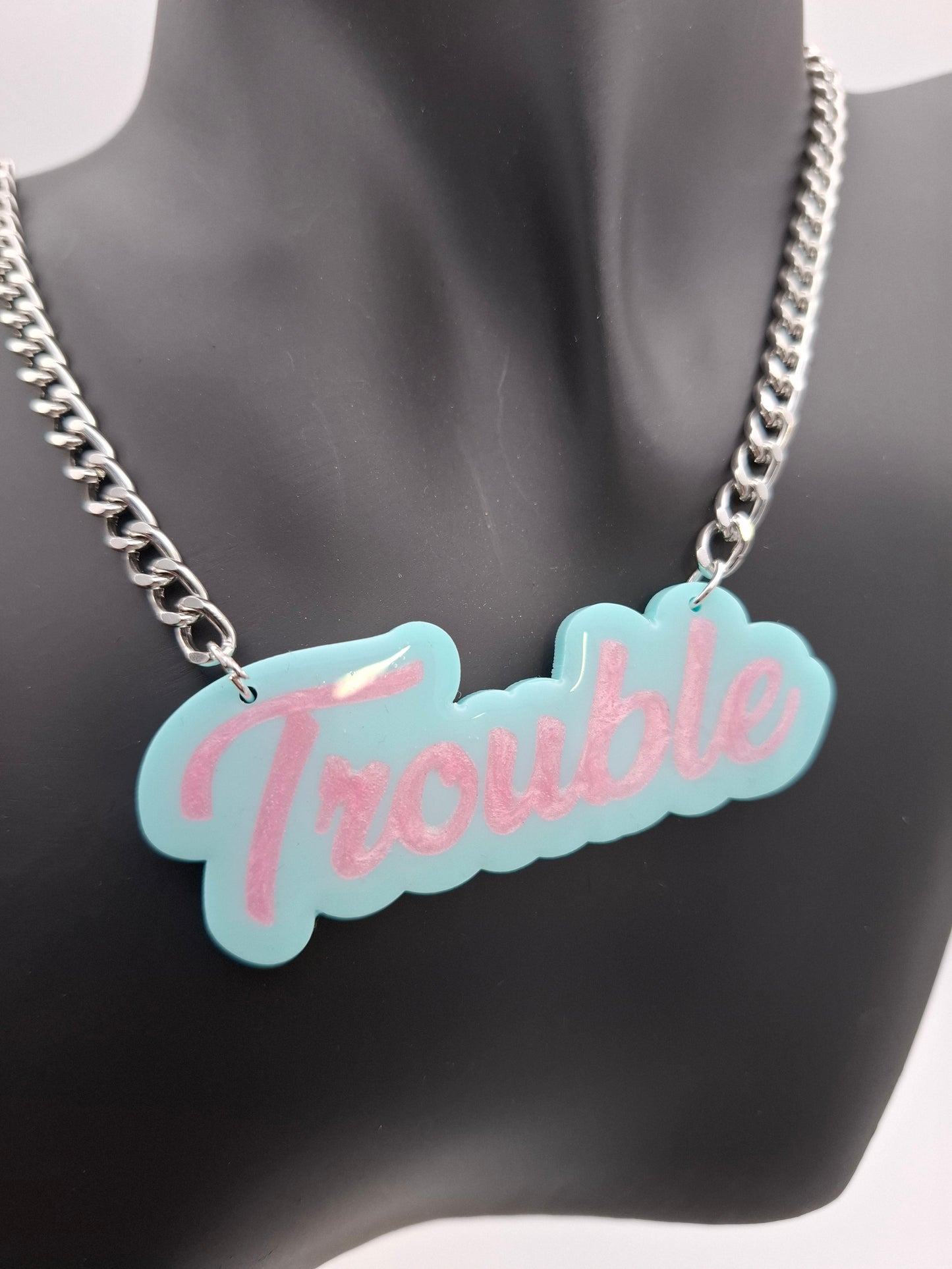 Green/ Pink Trouble Necklace