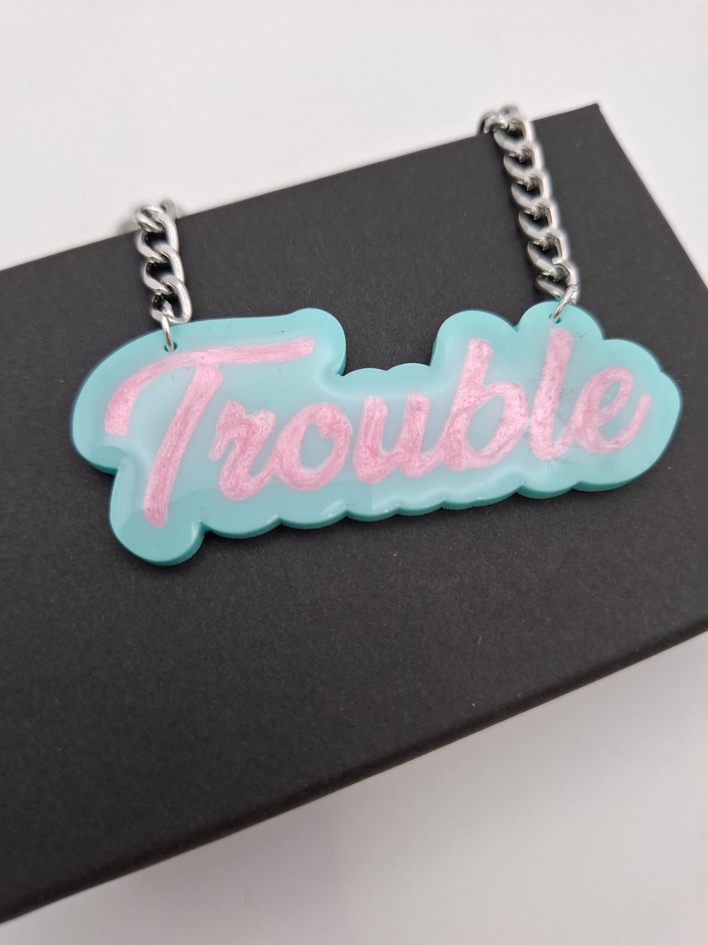 Green/ Pink Trouble Necklace